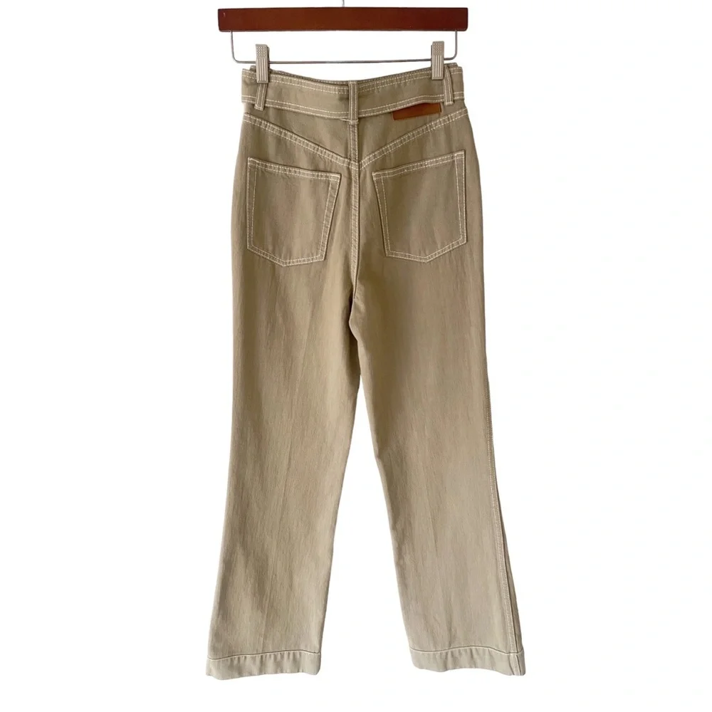 Zimmermann Belted High-Rise Straight-Leg Jeans in Sage Green - Picture 7 of 10